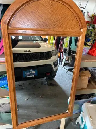 Mirror with wood frame