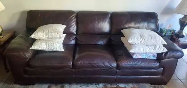 LIKE NEW Three section very comfortable REAL leather couch plush