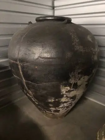 Monumental 51 Martaban Style Dark Stoneware Statement Jar