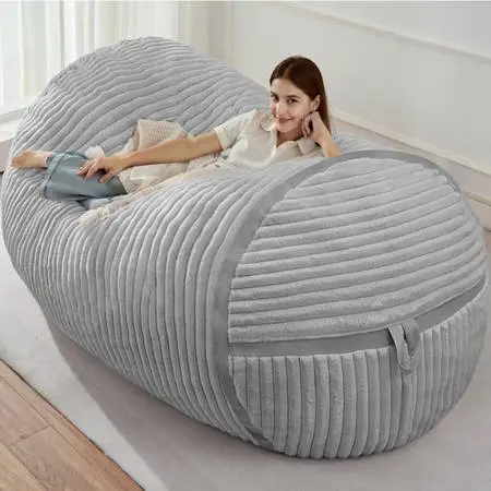 🆕 New hypoallergenic Beanbag Chair Gray for Gaming Movies Reading Relaxing