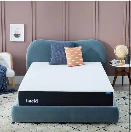 Lucid 12 Plush Gel Memory Foam Mattress – Bamboo Charcoal & Cooling Gel – F