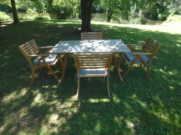 Outdoor Wood Patio Furniture Dining Set - Table & Chairs; Delivery