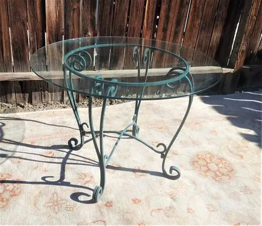 Heavy Iron Table with 42 inch Thick Glass top