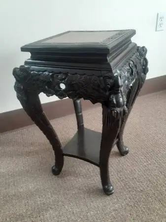 Antique early 1900s Carved Rosewood Plant Vase Lamp Stand table