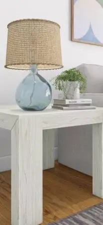 Modern 32 in. White Sand Wirebrush Square Wood End Table