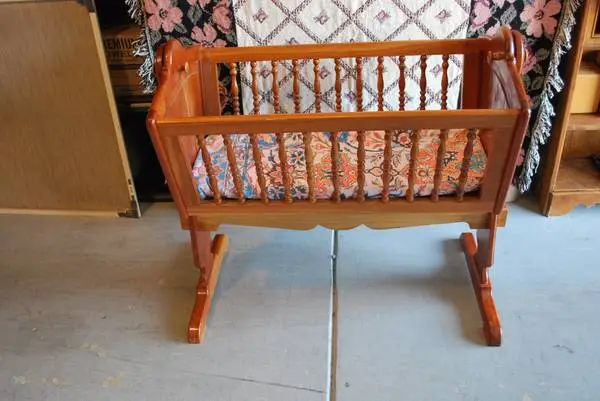 Vintage Handmade Cherry Cradle (Bassinet)