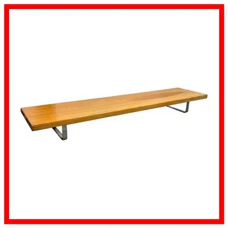 French Low Wood Table + Chrome Supports