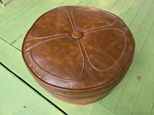 Mid Century Faux Leather Rolling Hassock