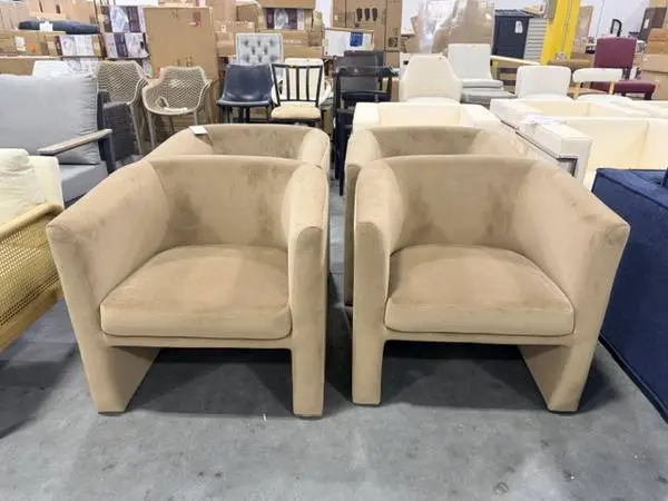 Vernon Upholstered Barrel Accent Chair Light Brown Velvet (Set Of 2)