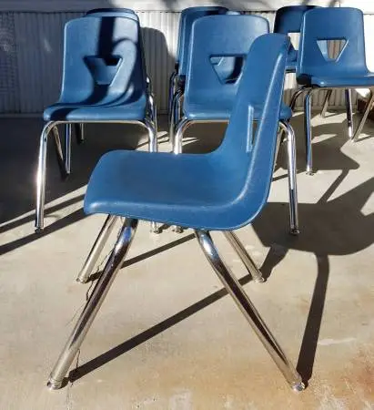 Child School Chairs Blue Hard Plastic Stackable ( only 3 left)
