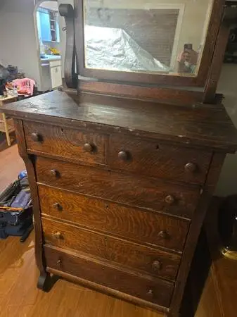 Antique hi boy dresser with mirror