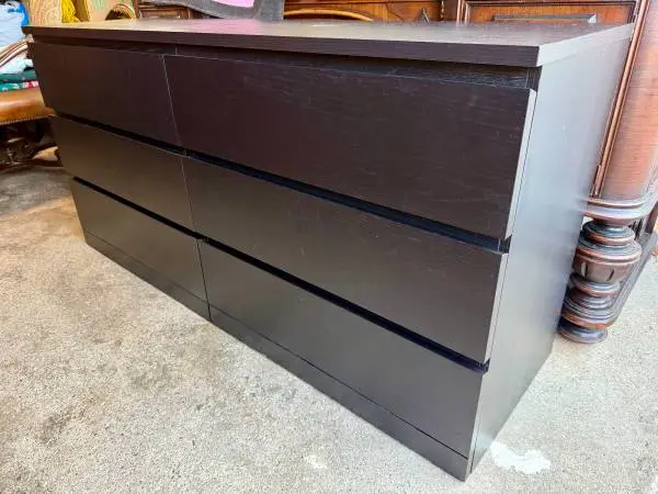 IKEA MALM 6 Drawer Black Double Dresser and Nightstand