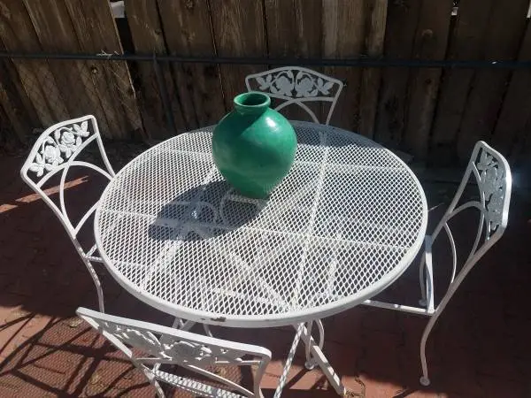 Vintage Iron Framed Patio Chairs set of 4