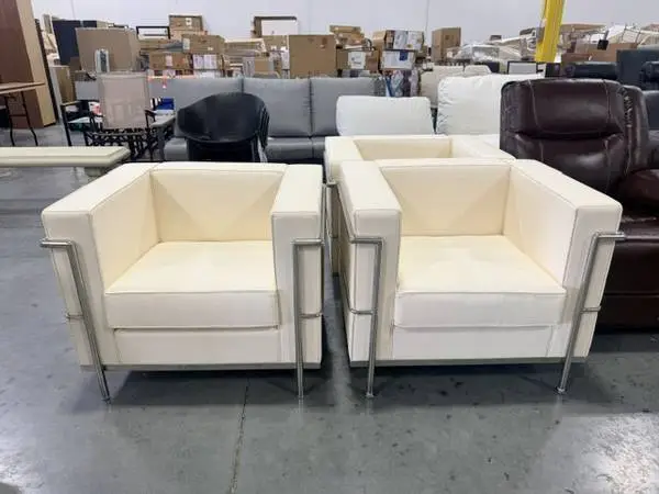 Regal 35 Modern Melrose White Faux leather Accent Armchair (Set Of 2)