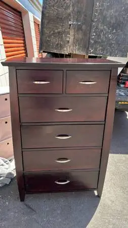 Modern Large Dark reddish brown tallboy chest 6 drawers L30”*D15”*H44”(add