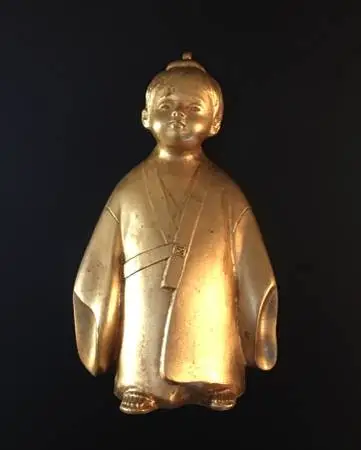 Vintage Japanese Gilt Bronze Young Monk Selfless Child