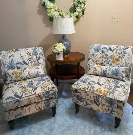 Really Nice Pair of Blue Floral Chairs