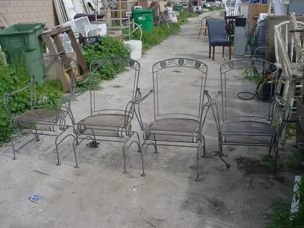 4 wrought iron chairs spring rocker