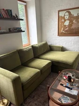 Gorgeous Olive Green Velvet Sofa