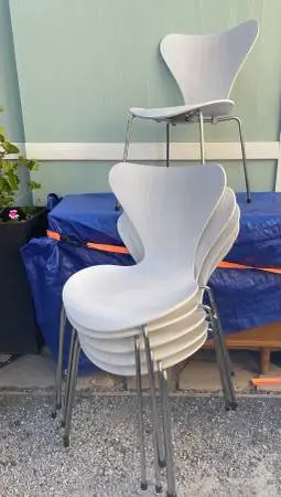 6 Authentic Fritz Hansen Series 7 Chairs Arne Jacobsen White Ash