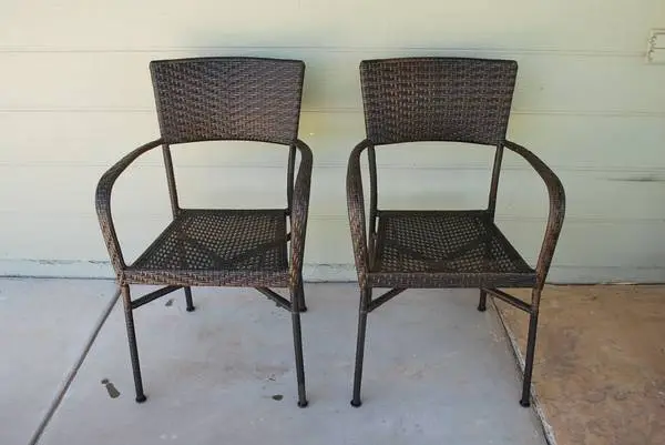 Pair of Outdoor Resin Rattan Dining Chairs