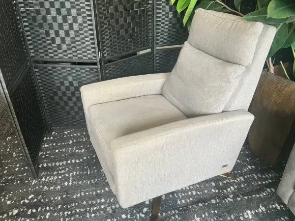 Orig $3,800! SIMON Swivel GRAY Recliner by AMERICAN LEATHER