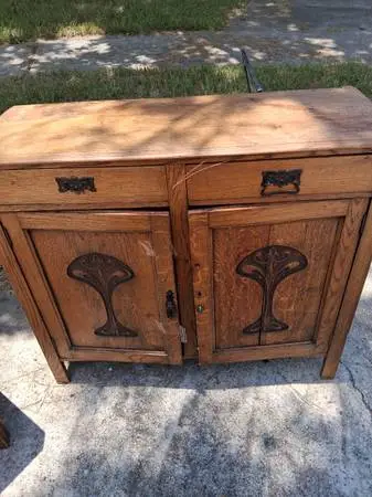 Antique dresser and vanity tree of life design hand carved all origina