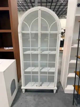 Charlton Home 68 Vintage Style Arched Display China Cabinet White