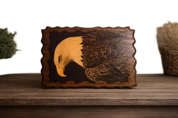 Vintage wooden bald eagle picture