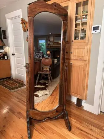 Vintage 70 Tall Wood Cheval – Full Length Floor Dressing Mirror