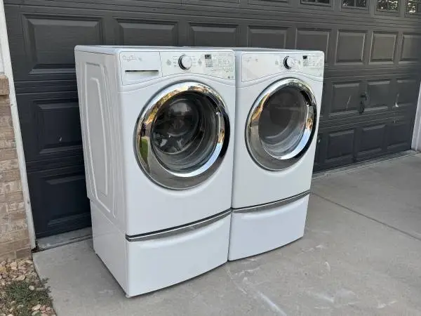 Whirlpool front load steam washer & steam electric dryer for sale.