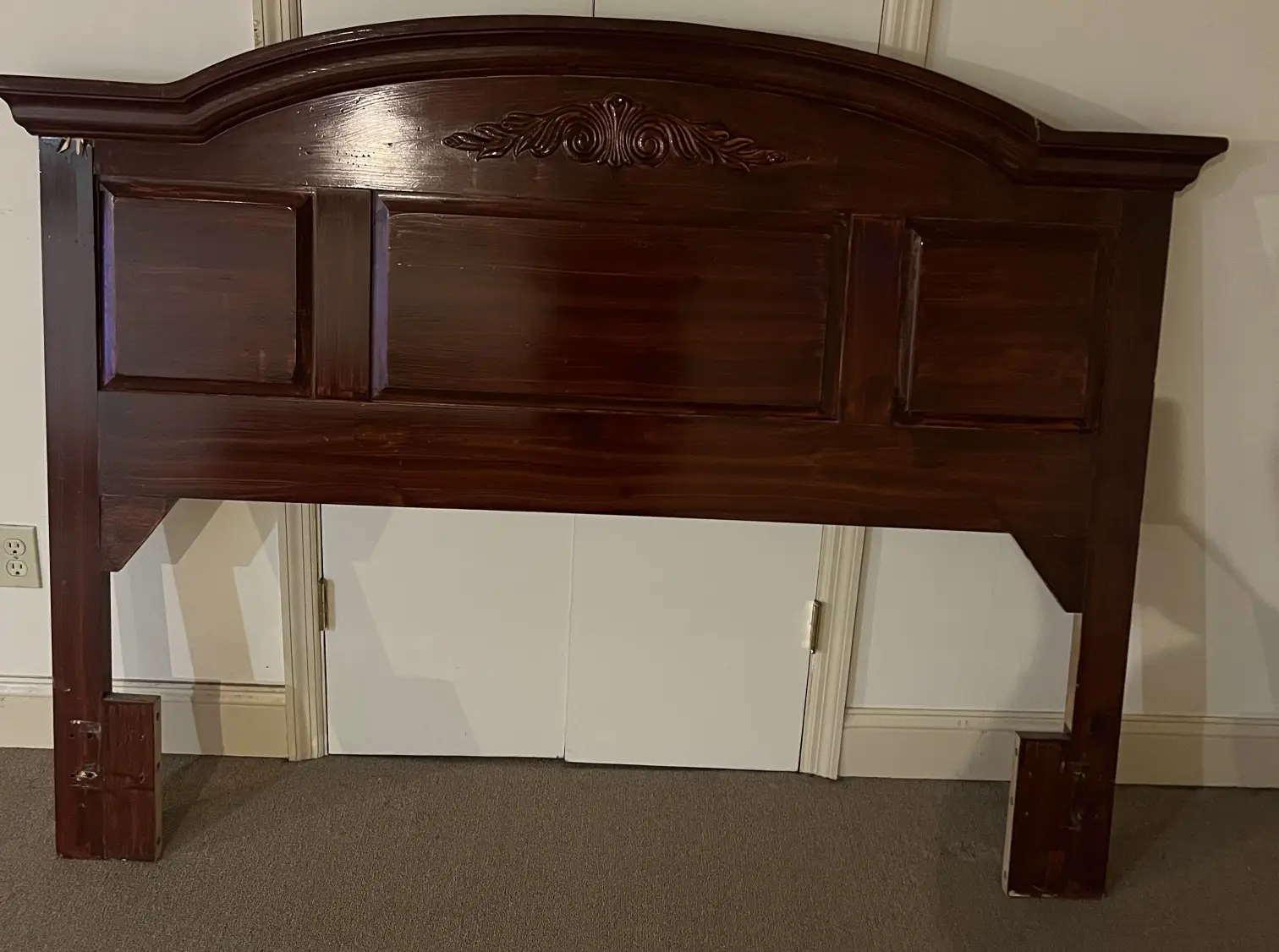 wood head board matches dresser being sold
