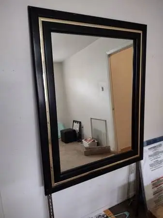 Black and gold large mirror, mountable