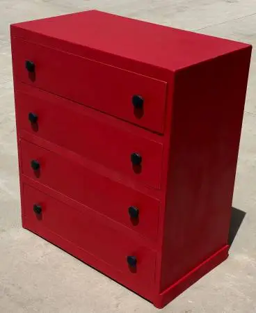 Small 4 Drawer Painted Red Chest of Drawers