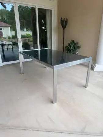 Metal and glass table