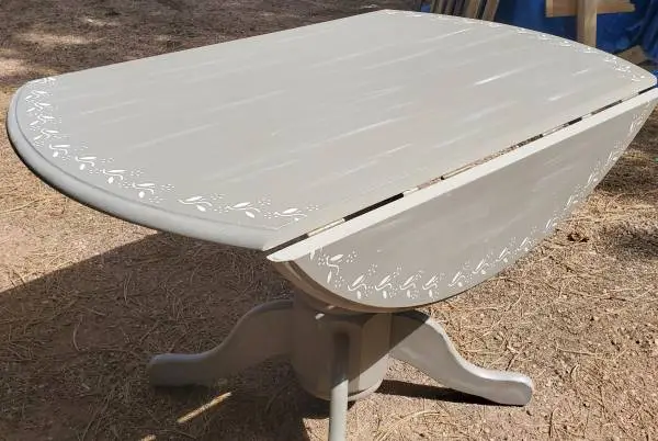 Painted and Stenciled Drop Leaf Table w/2 Matching Chairs