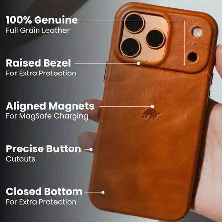 Bullstrap Full-Grain Premium Leather MagSafe Case iPhone 17 Pro / Max