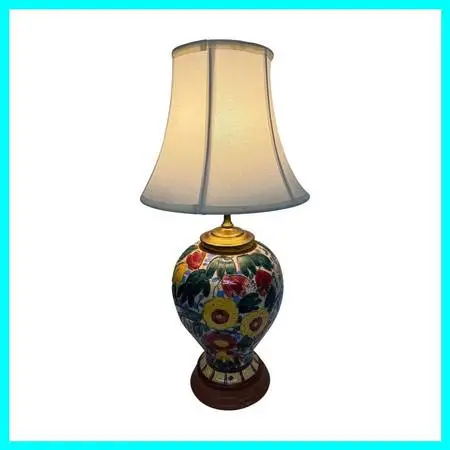 Majolica Sgrafitto Table Lamp, Italian