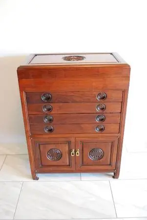 Oriental Rosewood Flatware Chest 0r Repurpose as a Jewelry Chest