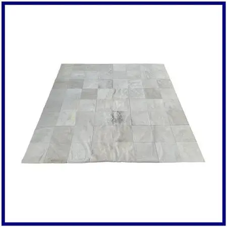 8ft Square Silver Gray Patchwork Hair On Hide Area Rug