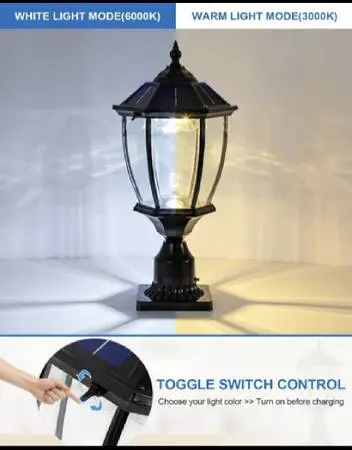 new Other - GYDZ Outdoor Waterproof Solar Post Pole/Pier Mount Lamp Li