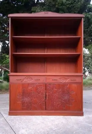 Mid Century Modern Japanese Solid Teak Hutch / Credenza / Bookcase