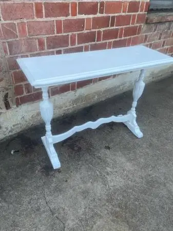 Vintage wood entrance Libary table plant stand white