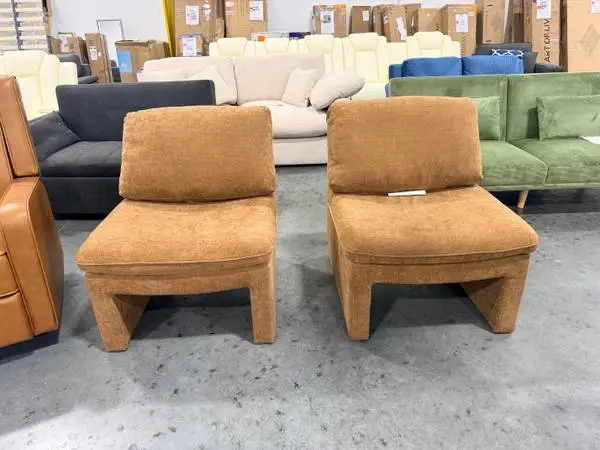Studio McGee Saddle Seat Slipper Accent Chair Camel (Set Of 2)
