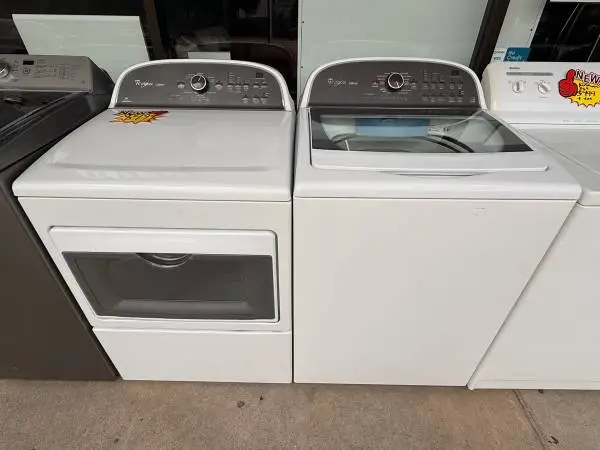 Used White Whirlpool Toploader Washer and Dryer