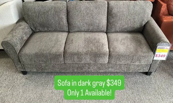Dark Gray Sofa only $349 on Clearance!