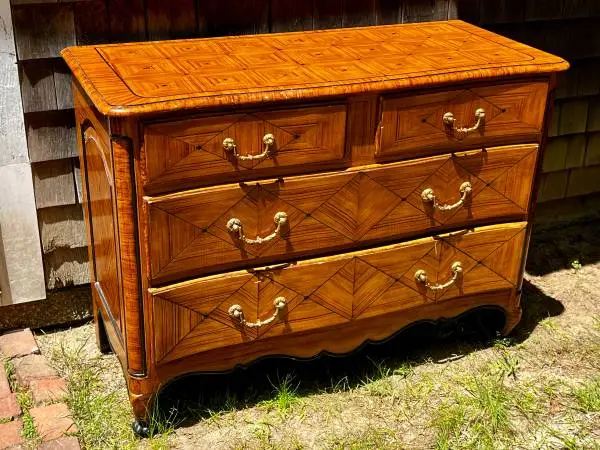 French style four drawer dresser with diamond patterns