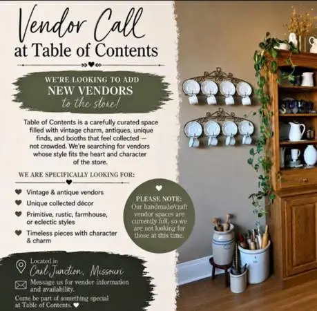 Booths available Table of Content in Carl Junction