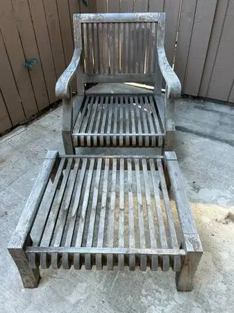 Smith & Hawken Teak Outdoor Chair & Footstool