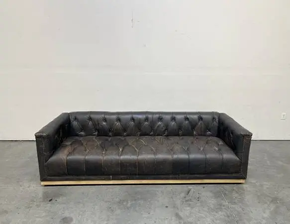 Art Deco Chesterfield Leather Sofa